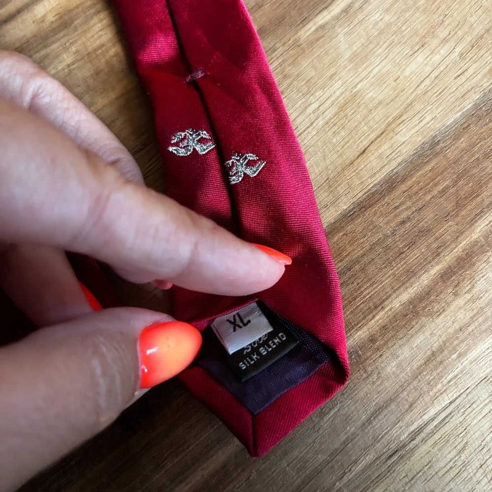 The President Classic Men's Formal Necktie Red Patterned Silk Blend XL W3.5